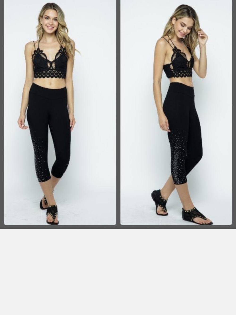 Vocal Black Rhinestone Embellished Capri Leggings Sz Small NWT